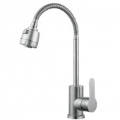 Baterie din inox pentru bucătărie cu furtun extractibil, Aquafix - 401, satin