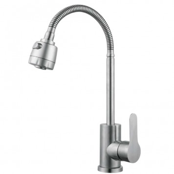 Baterie din inox pentru bucătărie cu furtun extractibil, Aquafix - 401, satin