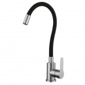 Baterie din inox pentru bucătărie, pipa flexibilă, Aquafix - 404, neagră INOX