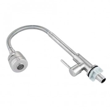 Baterie din inox cu pipa flexibilă, apă rece, Aquafix - 801, satin