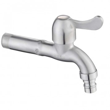 Robinet din inox pentru butoi, cu portfurtun în set, Aquafix - 202, satin