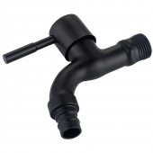 Robinet din inox pentru butoi, cu portfurtun, Aquafix - 810, negru