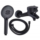 Set baterie cadă cu pară și furtun, Aquafix - 156, negru