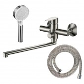 Set baterie cadă, pipa lungă, cu pară și furtun, Aquafix - 120, satin