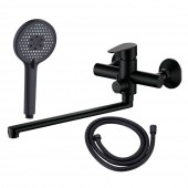 Set baterie cadă, pipa lungă, cu pară și furtun, Aquafix - 120, negru