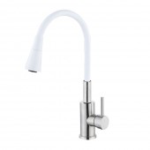 Baterie din inox pentru bucătărie, pipă flexibilă, Aquafix - 821, albă