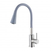 Baterie din inox pentru bucătărie, pipă flexibilă, Aquafix - 821, gri
