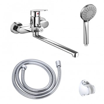 Set baterie cadă, pipă mobilă, cu pară și furtun, Aquafix - 501, crom