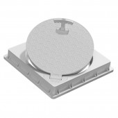 Capac pătrat din PP, acces rotund, balama și mâner, gri, 1,3 tone - DN 350x400x400 Capac pătrat din PP, acces rotund, balama și mâner, gri, 1,3 tone - DN 350x400x400