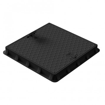 Capac canalizare pătrat din PP cu mâner negru 1,8 tone - 600x600