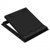 Capac canalizare dreptunghiular din PP cu mâner și balama negru 2 tone - 800x900