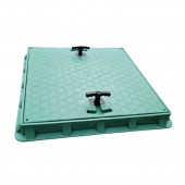 Capac canalizare pătrat din PP cu mâner verde 1,8 tone - 600x600 Capac canalizare pătrat din PP cu mâner verde 1,8 tone - 600x600