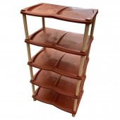 Etajeră pentru încălțăminte din plastic cu 5 nivele -  PLANET, Cărămiziu, 46*31*89