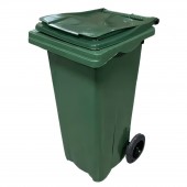 Tomberon din plastic cu roți și capac, 120 L verde