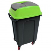 Coș gunoi cu roți, HIPPO, 50 L, Negru/Verde
