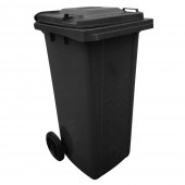 Tomberon din plastic cu roti și capac rabatabil,CH 120L, negru