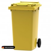 Tomberon din plastic cu roți din cauciuc, standart, Germania, 240 L, galben