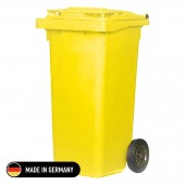 Tomberon din plastic cu roți din cauciuc, standart, Germania, 120 L, galben Tomberon din plastic cu roți din cauciuc, standart, Germania, 120 L, galben