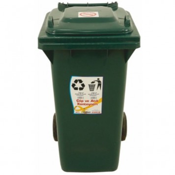 Tomberon din plastic cu roți și capac, 120 L, Verde-1
