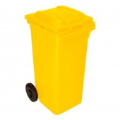 Tomberon din plastic cu roți și capac, 120 L, Galben