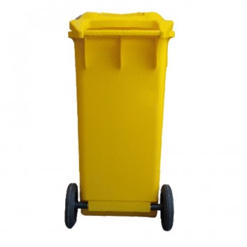 Tomberon din plastic cu roți și capac, 120 L, Galben-3