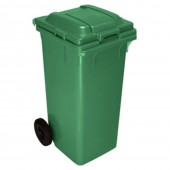 Tomberon din plastic cu capac si roți din cauciuc, 120 L, verde