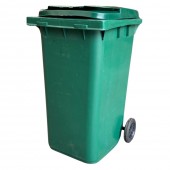 Tomberon din plastic cu capac si roti din cauciuc, 240 L, verde