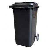 Tomberon din plastic cu capac si roti din cauciuc, 240 L, negru