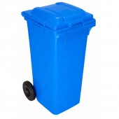 Tomberon din plastic cu roți și capac, 120 L, Albastru