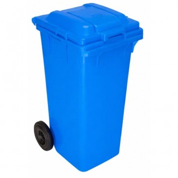 Tomberon din plastic cu roți și capac, 120 L, Albastru