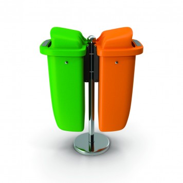 Set 2 urne stradale pe suport, 2x50L, verde, orange