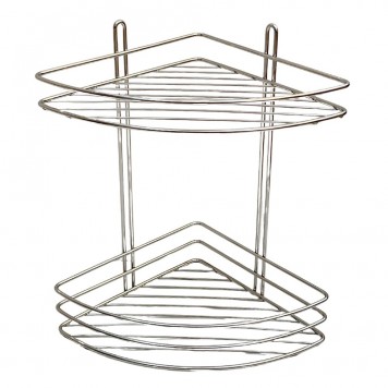 Etajeră colțar dublă, pentru baie, HYDRO-S, Metal/Crom