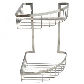 Etajeră colțar dublă, pentru baie, HOLA, Metal/Crom