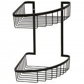 Etajeră colțar dublă, pentru baie, HOLA, Inox/Neagră