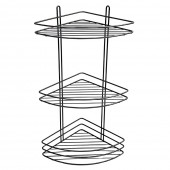 Etajeră colțar triplă, pentru baie, HYDRO-S, Inox/Neagră