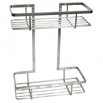 Etajeră dublă, pentru baie, HOLA, Metal/Crom