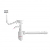 Sifon butelie cu ventil demontabil pentru chiuvetă, evacuare mașina spălat și preaplin, 800 mm