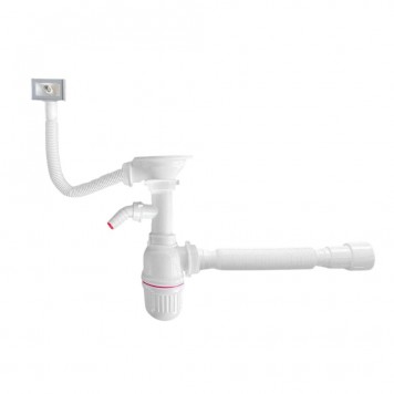 Sifon butelie cu ventil demontabil pentru chiuvetă, evacuare mașina spălat și preaplin, 800 mm