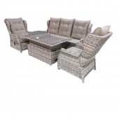 MOBILĂ PENTRU TERASĂ, REGLABILĂ, 5 PERSOANE, HOLA LUX, BEJ MOBILĂ PENTRU TERASĂ, REGLABILĂ, 5 PERSOANE, HOLA LUX, BEJ