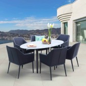 MASĂ OVALĂ ȘI SCAUNE PENTRU TERASĂ 6 PERSOANE, HOLA RELAX, GRI ÎNCHIS MASĂ OVALĂ ȘI SCAUNE PENTRU TERASĂ 6 PERSOANE, HOLA RELAX, GRI ÎNCHIS