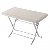 MASĂ PLIABILĂ DIN PLASTIC CU PICIOARE DIN METAL, 64X113X74, BEJ