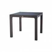 MASĂ RATTAN 90X90, CU STICLĂ, MARO MASĂ RATTAN 90X90, CU STICLĂ, MARO