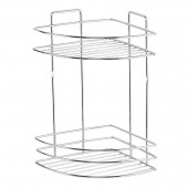 Etajeră colțar dublă pentru baie, SCREW FIX 716, Crom