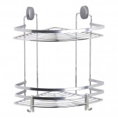 Etajeră colțar dublă pentru baie, SCREW FIX 747, Crom