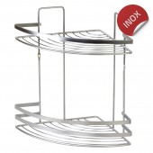 Etajeră colțar dublă pentru baie, SCREW FIX 747, Inox