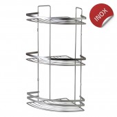 Etajeră colțar triplă pentru baie, SCREW FIX 748, Inox