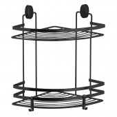 Etajeră colțar dublă pentru baie, SCREW FIX 747, Neagră