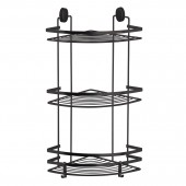 Etajeră colțar triplă pentru baie, SCREW FIX 748, Neagră