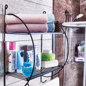 Suport baie dublu pentru prosoape, SCREW FIX 768, Negru