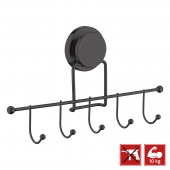 Cuier cu 5 cârlige pentru baie, MAGIC FIX 702, Negru
